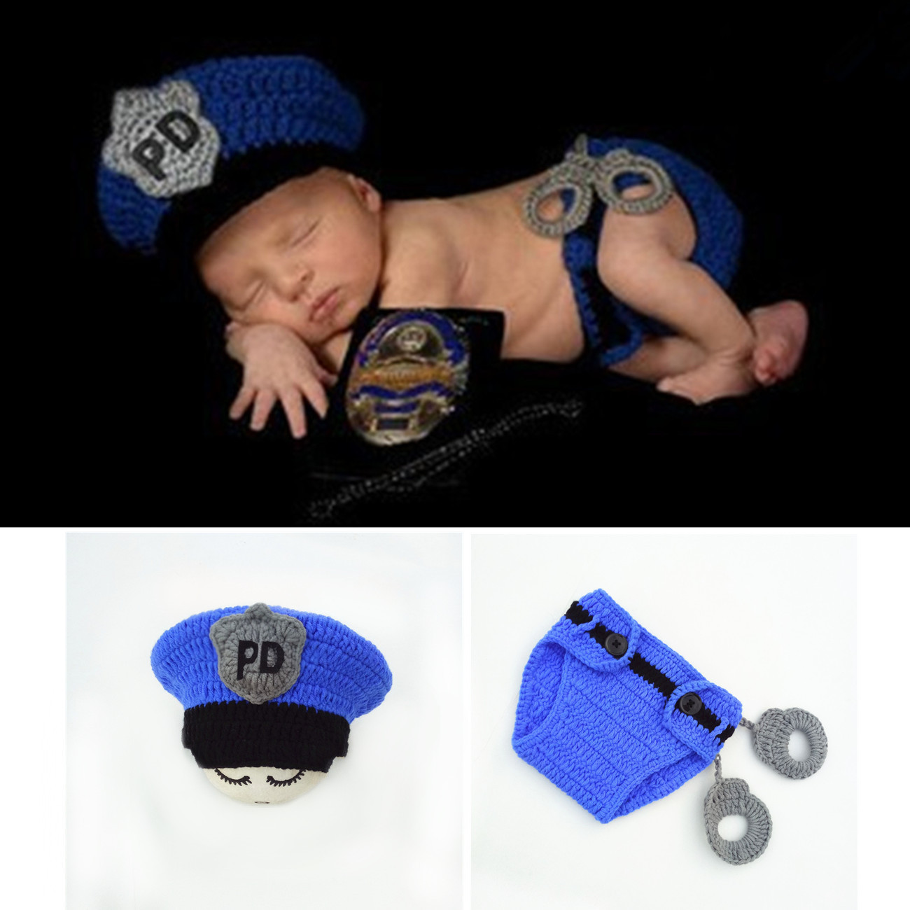 Baby Clothing Boy - PD セキュリティスーツ赤ちゃんの写真撮影服男の子撮影用手作りニット新生児写真アクセサリーベビーお土産