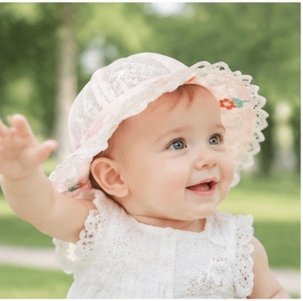 Sun Hat Wide Brim - ベビーガール用、つば広で通気性の良いメッシュ素材の漁師帽。夏用の幼児用ビーチキャップ。屋外での日焼け対策に最適。