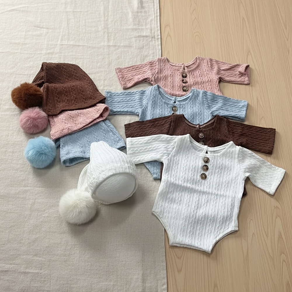 Romper Onesie Baby - 新生児写真撮影小道具ロンパースロングテールハットセットソフトニットベビージャンプスーツ衣装幼児写真撮影肌に優しいコスチューム