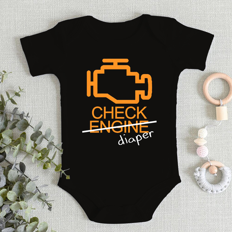 Baby Clothing Brands - 面白いチェック柄おむつレターデザイン肌に優しいベビー男の子女の子半袖ジャンプスーツ秋新生児服綿幼児ロンパース