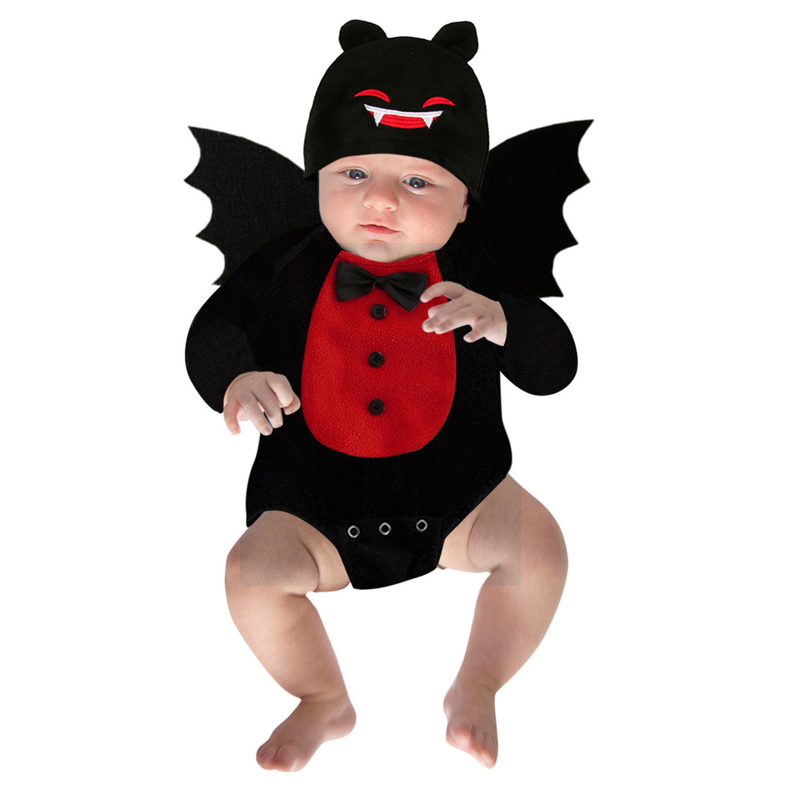 Baby Clothing Boy - Umorden-男の子と女の子のためのハロウィーンのバットコスチュームセット、ロンパースボディスーツ、吸血鬼のコスチューム、フリースの翼、悪魔、3個