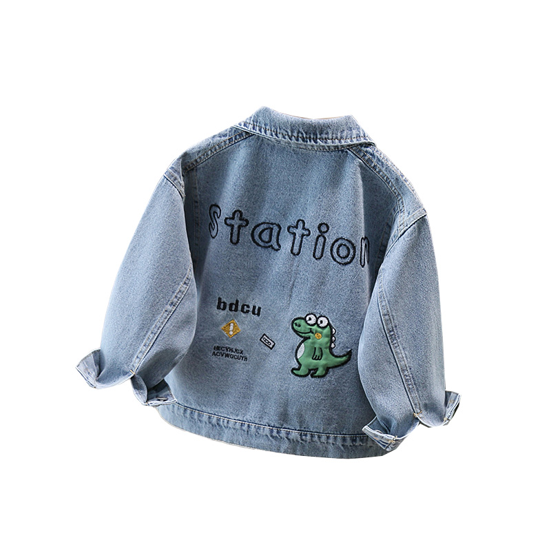 Baby Clothing Boy - かわいいスタイルベビー子供デニムジャケット恐竜子供のための少年少女カジュアルジーンズコート素敵な赤ちゃん恐竜衣装服 2-11 T