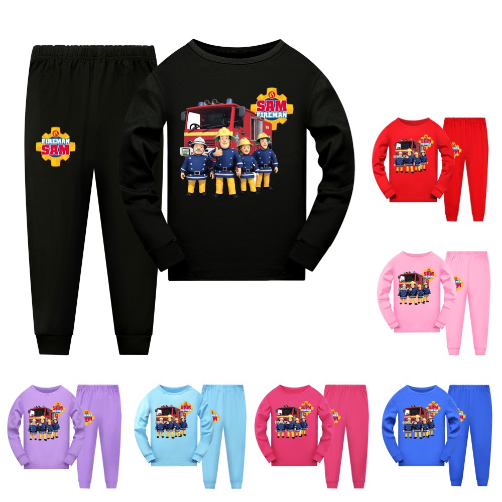 Baby Clothing Crochet - 子供用長袖パジャマセット,アニメ,消防士,男の子,女の子