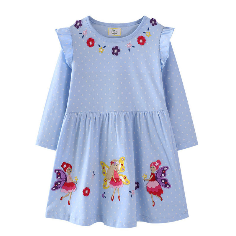 Baby Clothing Designer - ジャンプメーター 2-7T 新デザイン刺繍プリンセスガールズドレス長袖秋春ベビー服綿幼児衣装