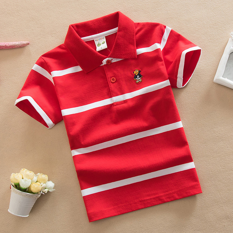 夏の男の子ポロシャツ半袖 Tシャツ子供のための少年ボトム無地 - Baby Clothing For Summer のレビューと価格
