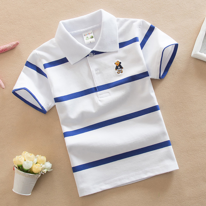 夏の男の子ポロシャツ半袖 Tシャツ子供のための少年ボトム無地 - Baby Clothing For Summer のレビューと価格