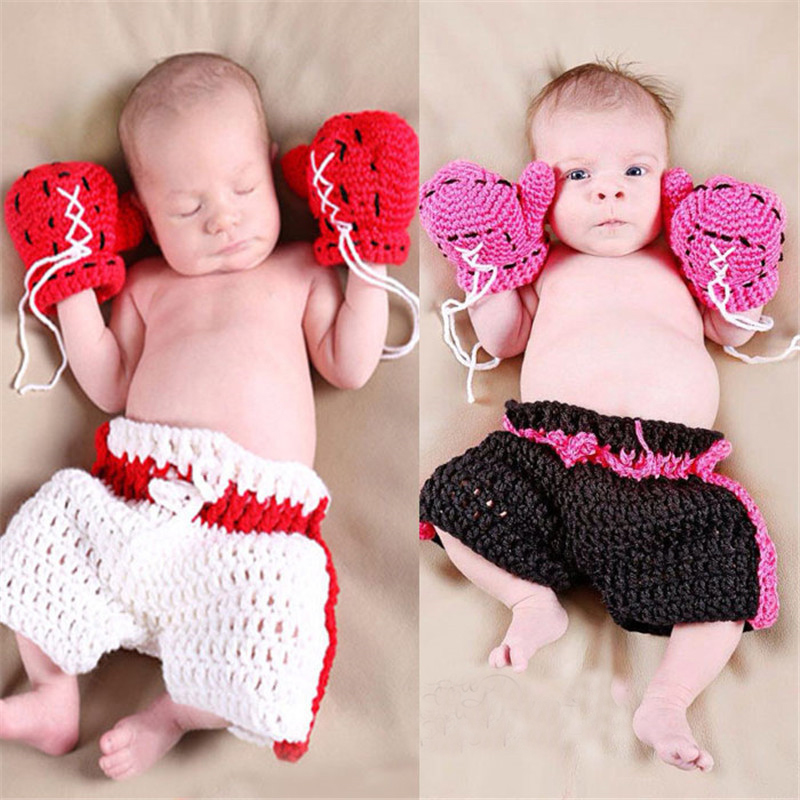 手作りかぎ針編み新生児男の子写真撮影服ボクサーチャンピオンコ - Baby Clothing Designer のレビューと価格