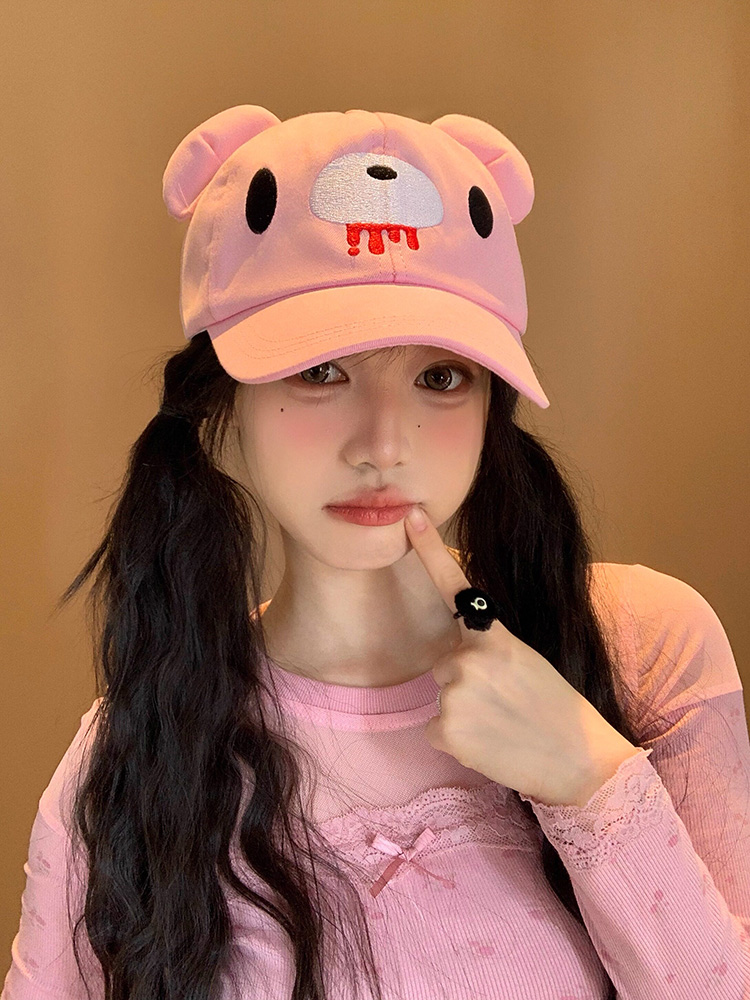 ピンクの可愛い漫画風クマ耳付き野球帽 レディース ニッチでお - Sun Hat Wide Brim のレビューと価格