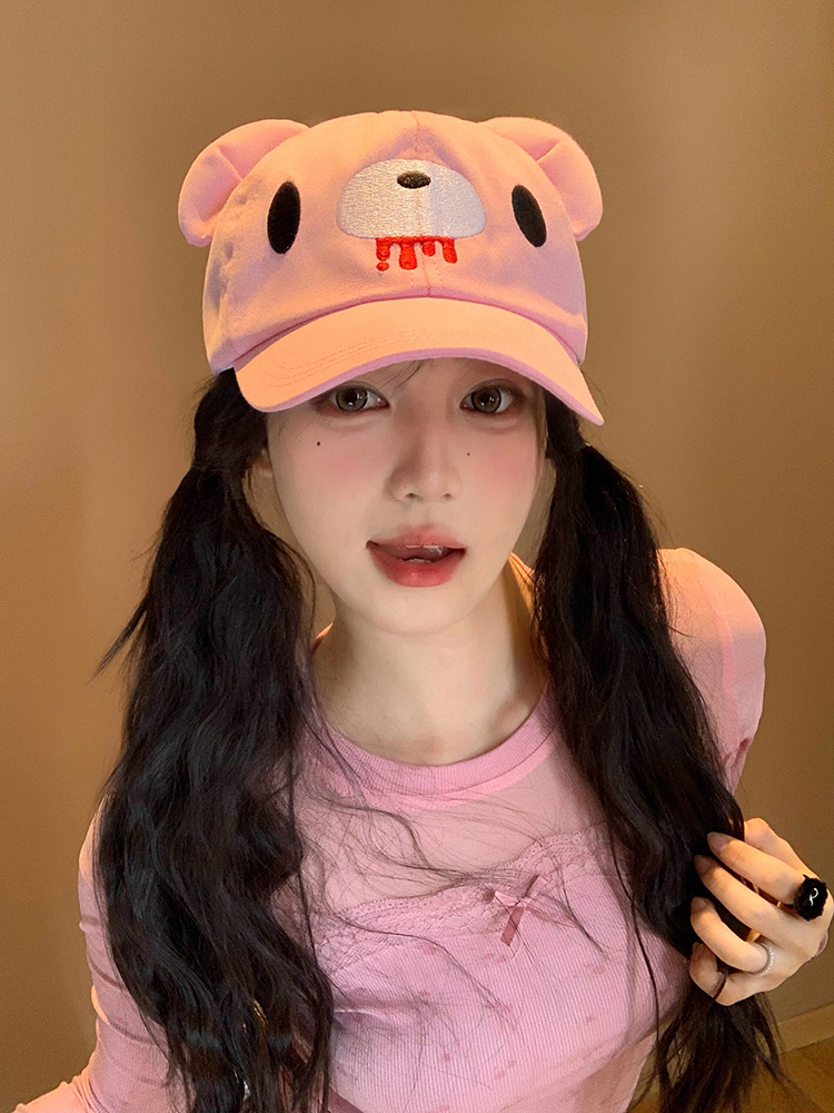 ピンクの可愛い漫画風クマ耳付き野球帽 レディース ニッチでお - Sun Hat Wide Brim のレビューと価格
