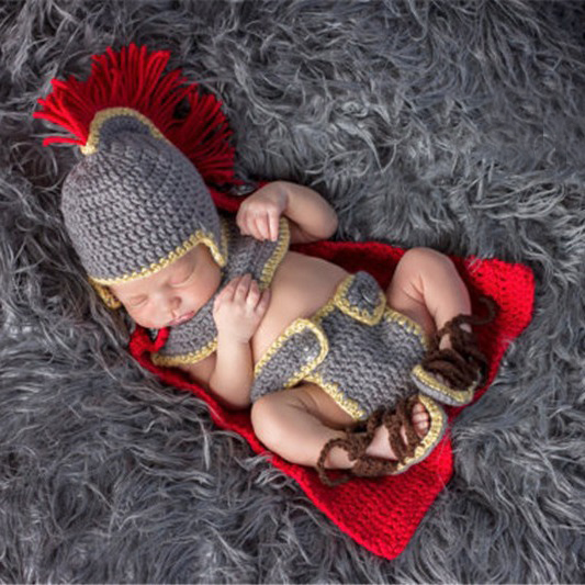 手作りかぎ針編み新生児男の子写真撮影服中世戦士騎士コスチュー - Baby Clothing Boy のレビューと価格