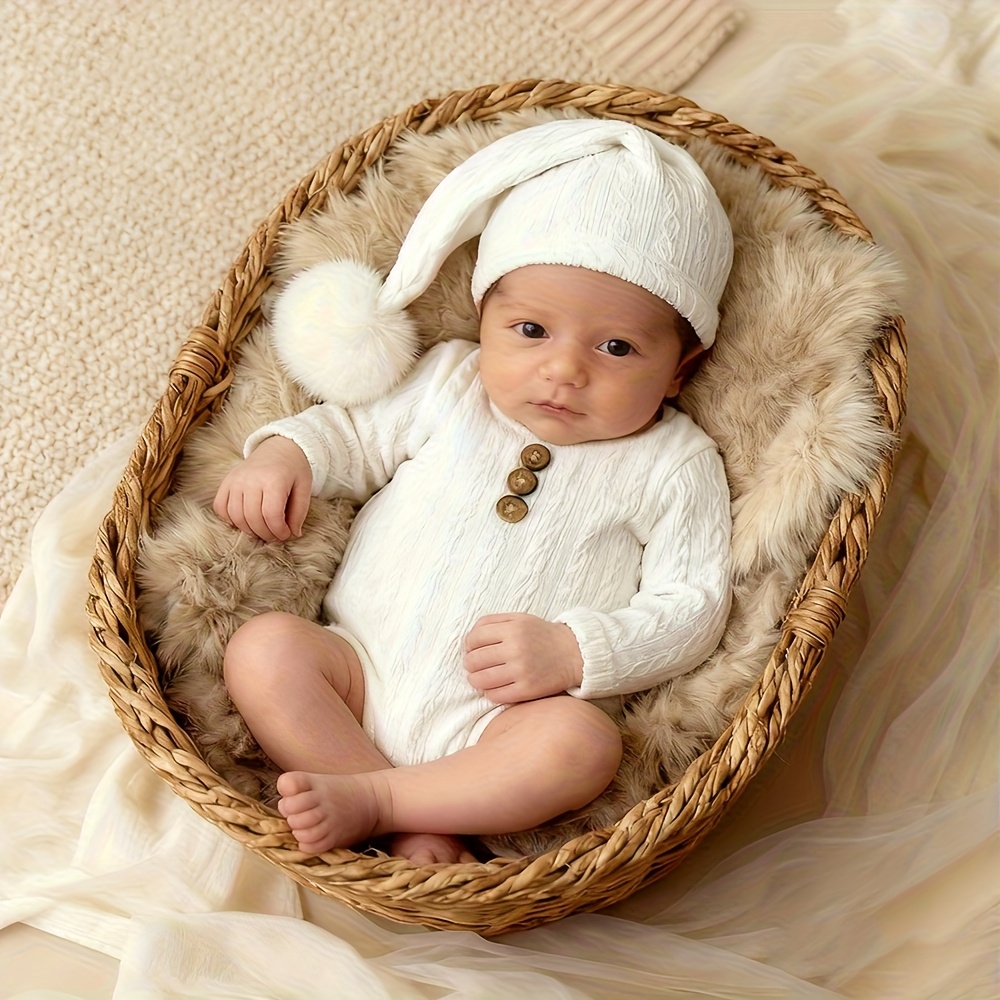 新生児写真撮影小道具ロンパースロングテールハットセットソフト - Romper Onesie Baby のレビューと価格