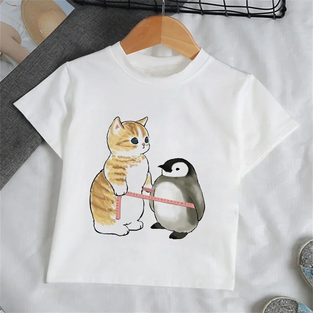 子供服 女の子用 カートゥーン猫柄Tシャツ 半袖 ベビーサマ - Baby Clothing For Summer のレビューと価格