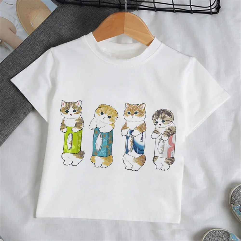 子供服 女の子用 カートゥーン猫柄Tシャツ 半袖 ベビーサマ - Baby Clothing For Summer のレビューと価格