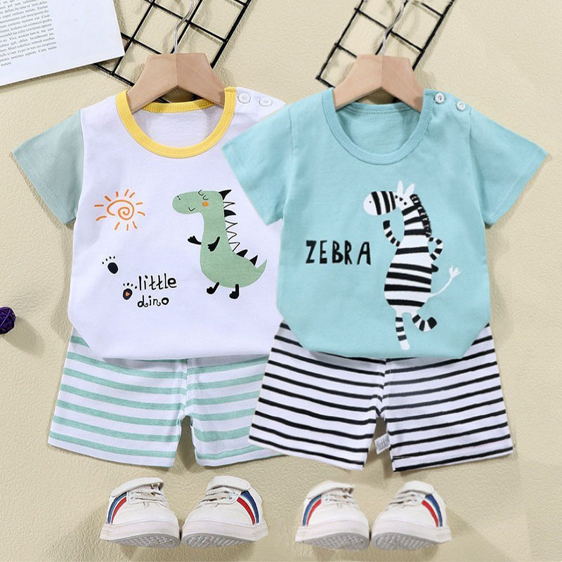 綿 Tシャツ + ショーツ 2 ピーストラックスーツセット子 - Baby Clothing For Summer のレビューと価格