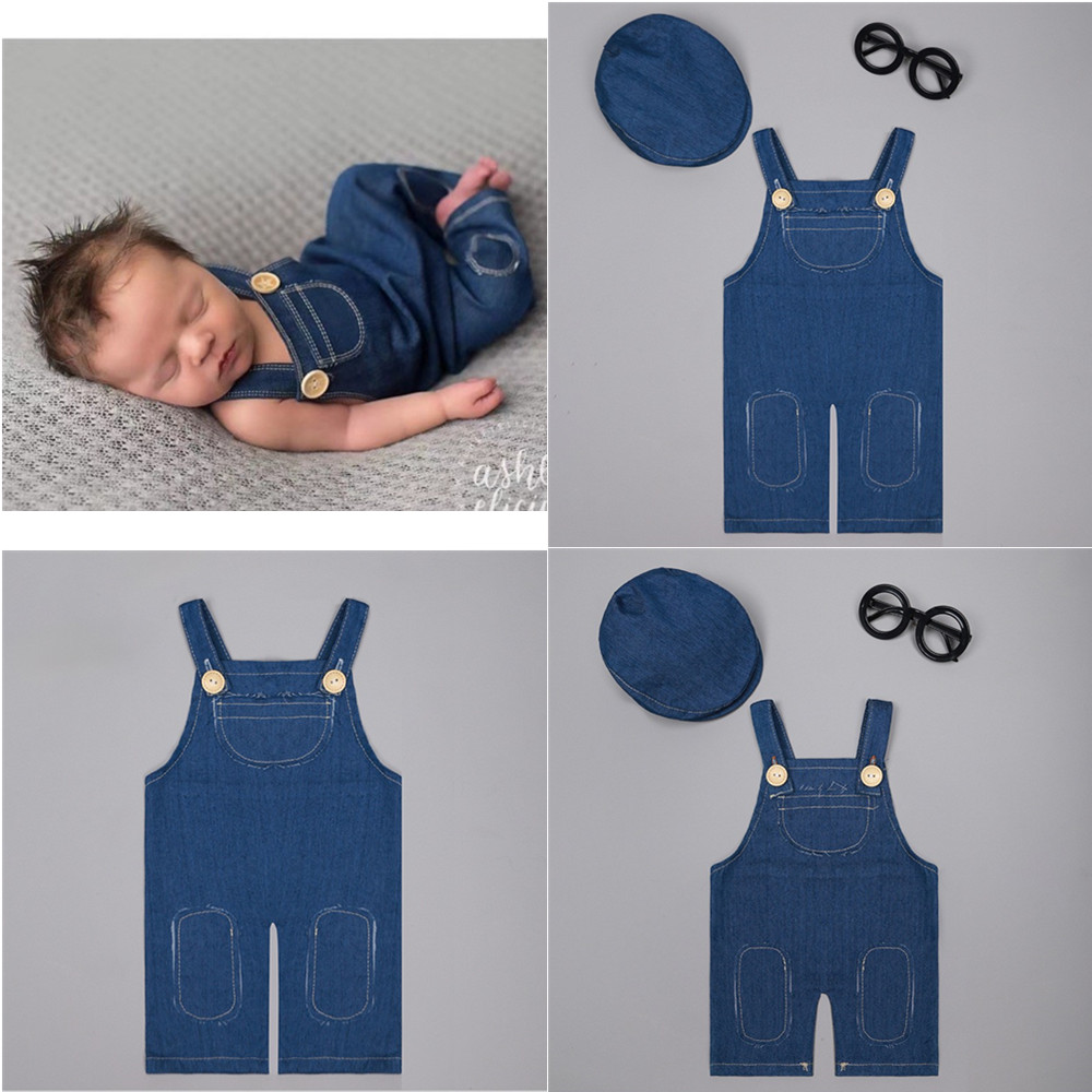 ❤️ 新生児写真撮影服デニムオーバーオールスタジオベビーボー - Baby Clothing Boy のレビューと価格