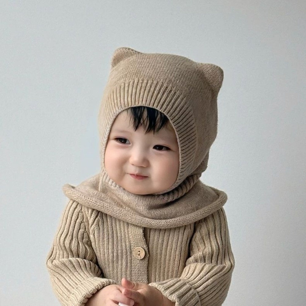 かわいらしい、暖かく、ウール素材のベビーバラクラバ帽。無地で - Baby Hat Beanie のレビューと価格