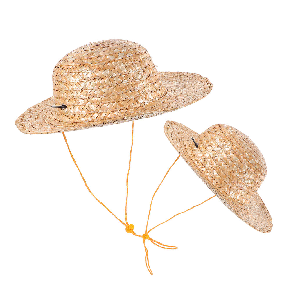 子供用ストロー付きサンハット2枚セット。天然素材で漂白されて - Sun Hat Wide Brim のレビューと価格