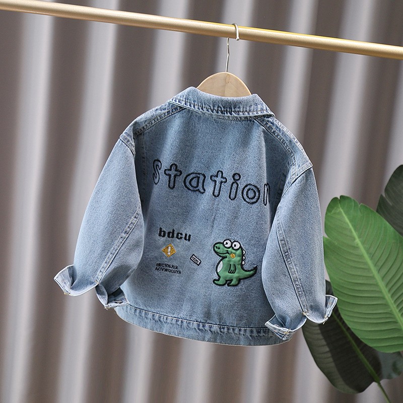 かわいいスタイルベビー子供デニムジャケット恐竜子供のための少 - Baby Clothing Boy のレビューと価格