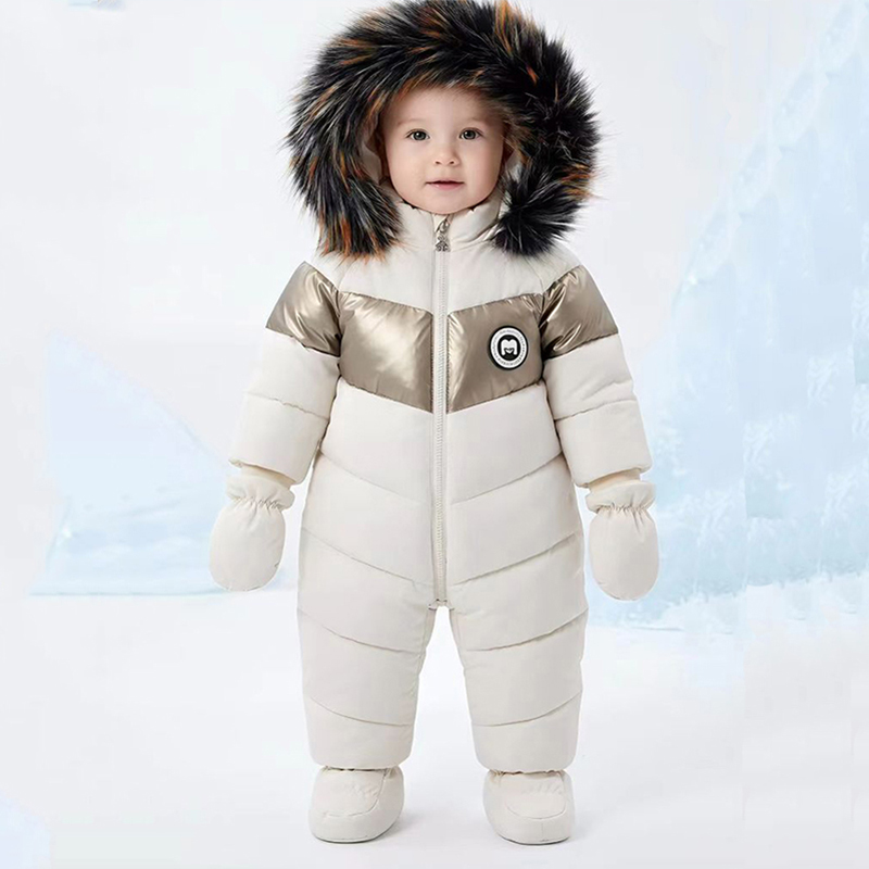 冬新生児ロンパース手袋付き暖かい厚みのある女の赤ちゃん服フー - Baby Clothing Brands のレビューと価格
