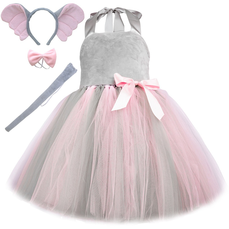 象の女の子のコスチューム子供幼児グレーピンクチュチュドレス女 - Baby Clothing Elephant のレビューと価格